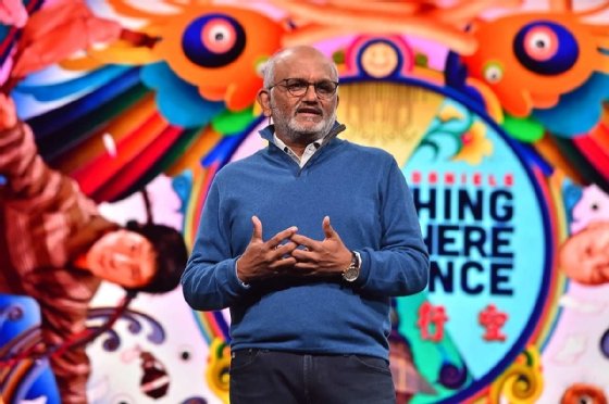 Photo of Adobe CEO Shantanu Narayen speaking at Adobe Max 2023