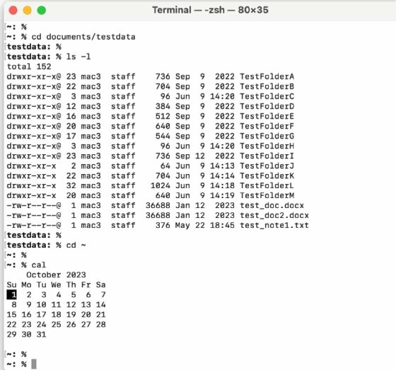 Terminal commands
