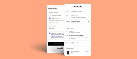 Shopify installment-pay screen