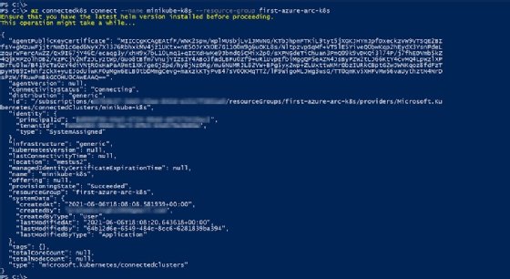 A screenshot of the local Kubernetes cluster connected to Azure