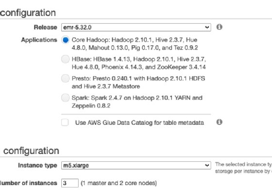 Amazon EMR configuration wizard
