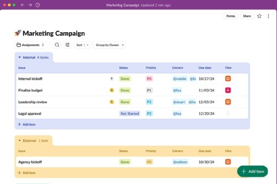 An example of Slack lists.