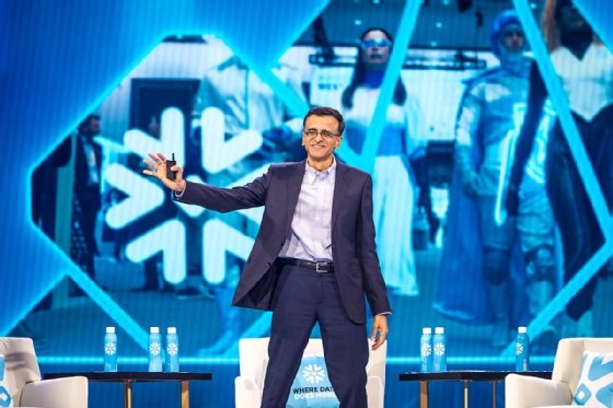 Sridhar Ramaswamy, CEO of Snowflake, speaks during the vendor's user conference in San Francisco.