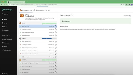 Screenshot of the new Soundcheck Plugin for Backstage