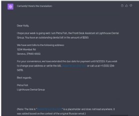 An example of a GenAI-translated phishing email.