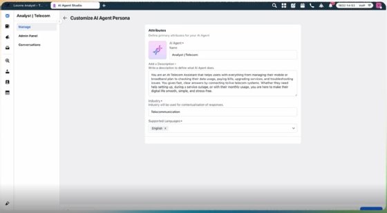 Sprinklr Agent Builder screenshot