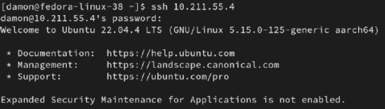 Screenshot of basic SSH connection