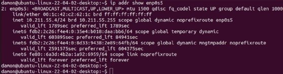 Screenshot of finding a Linux system's IP address using the ip addr command.