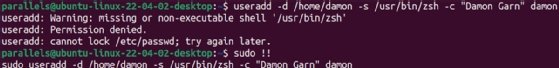 Screenshot of code with no permissions, followed by code with permissions via sudo
