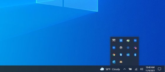 Windows OS system tray