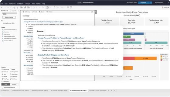 A sample Tableau Data Stories dashboard