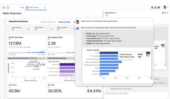 A Tableau Next agent creates a visualization in response to a user's query.