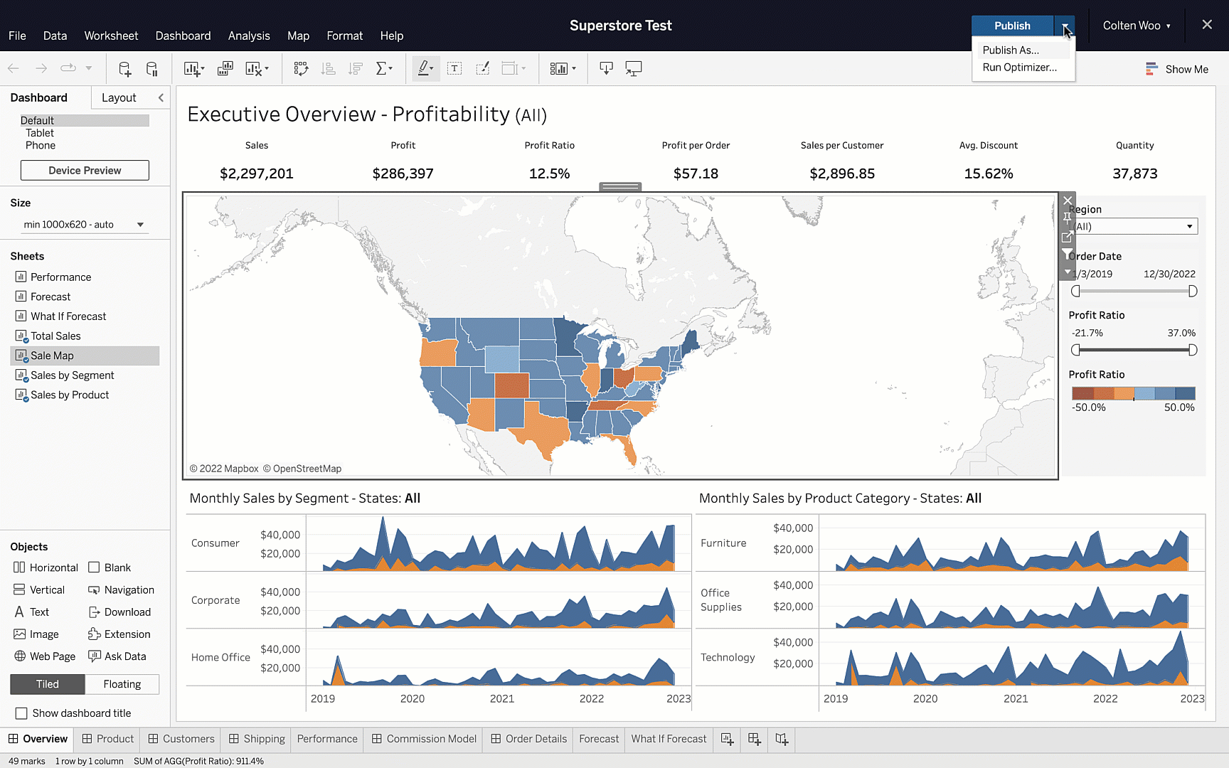 A GIF demonstrates Tableau Workbook Optimizer