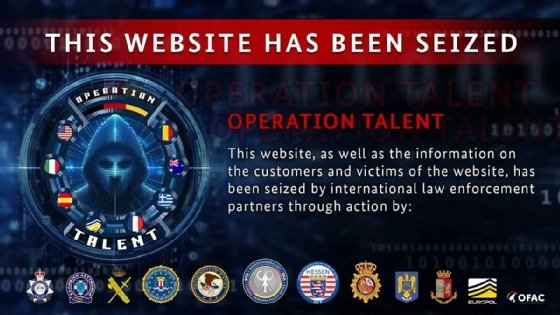 Operation Talent takedown notice for the Cracked and Nulled cybercrime forums.