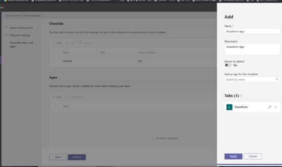 Teams template apps