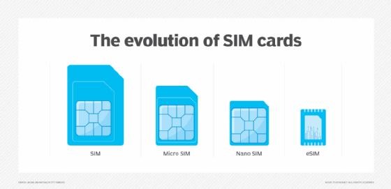 A chart illustrating the evolution of SIM cards.