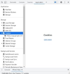 screenshot showing location of third-party cookies in Google Chrome