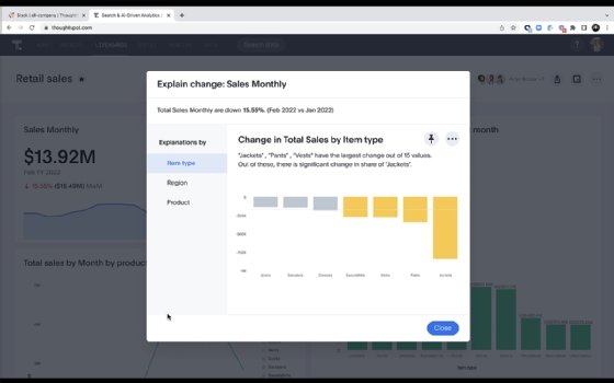 A ThoughtSpot dashboard