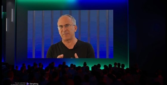 Screenshot of Touchcast CEO Edo Segal's digital clone during a presentation.