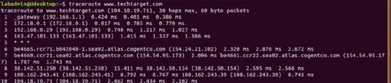 Traceroute installation in a terminal window