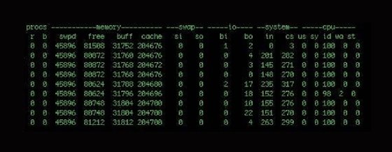The vmstat command output