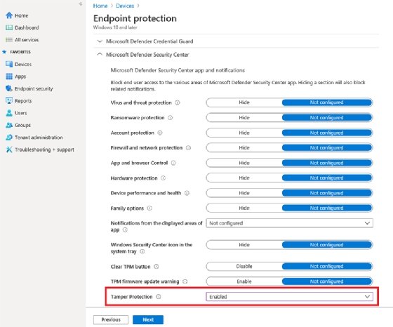 Intune and Tamper Protection