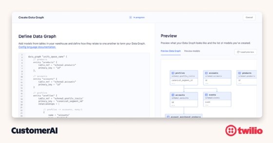 Screenshot of Twilio Segment B2B Edition's Create Data Graph interface.