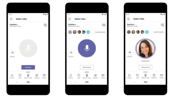 Screenshot of Microsoft Teams walkie-talkie