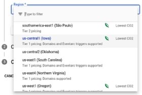 The search bar for the Google Cloud Console for researching resource locations.