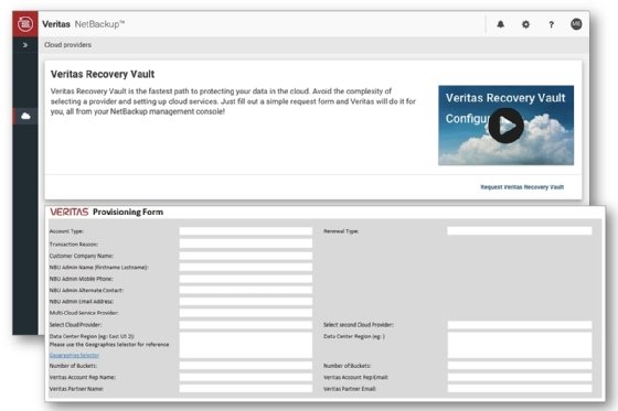 Screenshot of Veritas NetBackup Recovery Vault