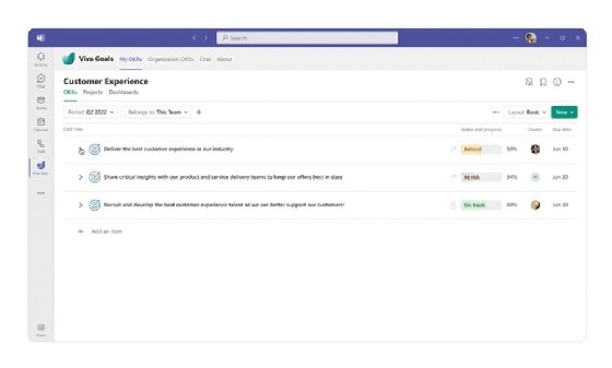 The Microsoft Viva OKR application