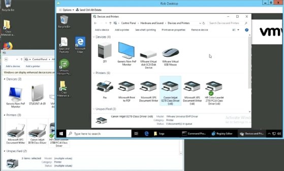 A file explorer displaying an example printer connected to the local client