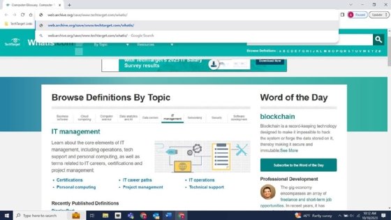 Screenshot saving website to Wayback Machine archive.