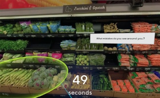Image showing a trainee’s view of a Walmart produce department from a virtual reality platform