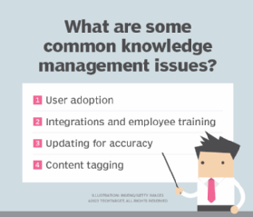 A chart that lists four issues in knowledge management.
