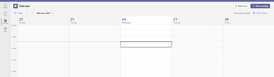 Creating a meeting within Microsoft Teams screenshot