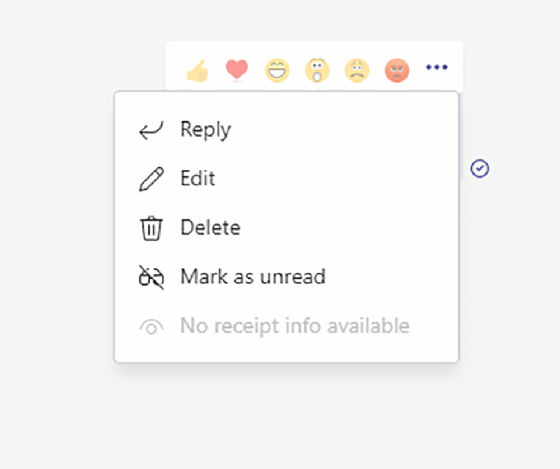 Deleting a message in Microsoft Teams screenshot