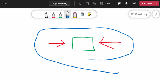 Collaborating on a whiteboard in Microsoft Teams screenshot
