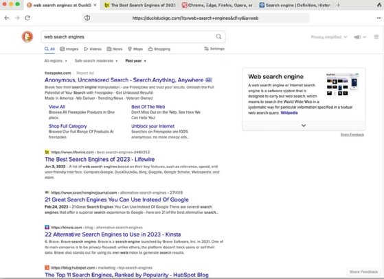 Screenshot of DuckDuckGo browser on a Mac