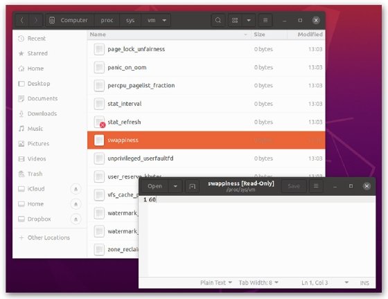 Linux swappiness example