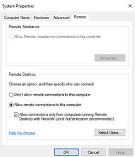 The Windows 11 System Properties showing a system that is set to allow remote connections.