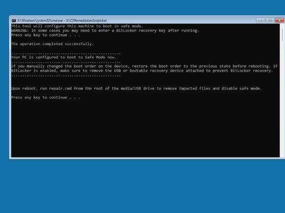 A message informing the admin that the desktop session is booting in safe mode.