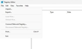 The option in the Windows 11 Registry Editor to Export the backup of the registry. 