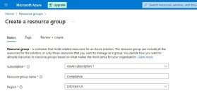 A screenshot of the resource group creation section in Azure.