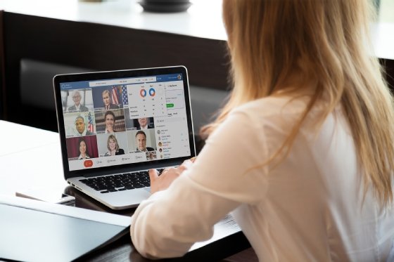 Woman using Webex Legislate