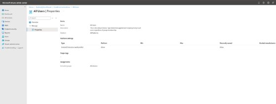 The All Users page on the Intune admin center portal.