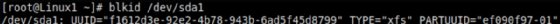 Screenshot of blkid /dev/sda1 command