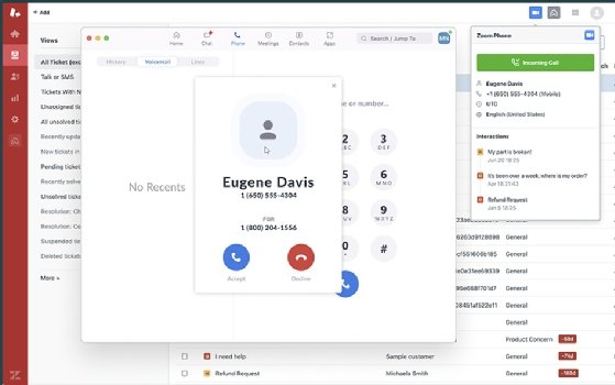 Zendesk-Zoom integration screenshot