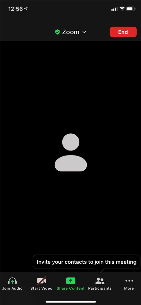 Screenshot of how to invite Zoom participants from mobile app