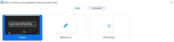 Screenshot of how to share your screen from Zoom desktop